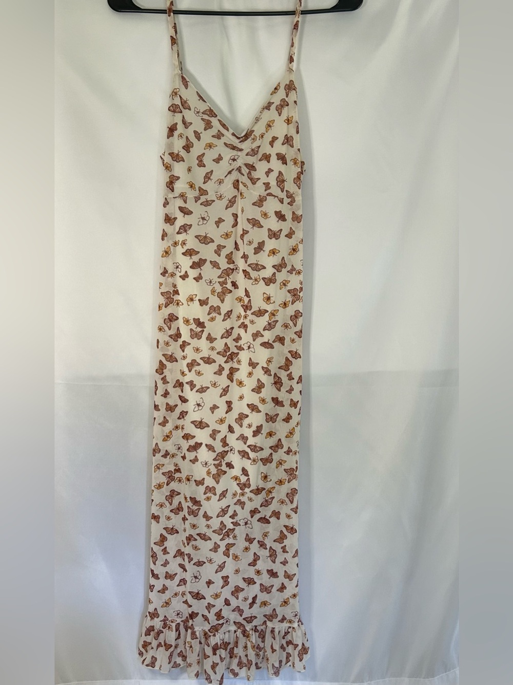 Butterfly Print Cream Maxi dress